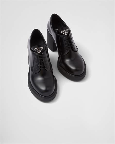 prada heeled brushed leather lace-ups|Heeled brushed leather lace.